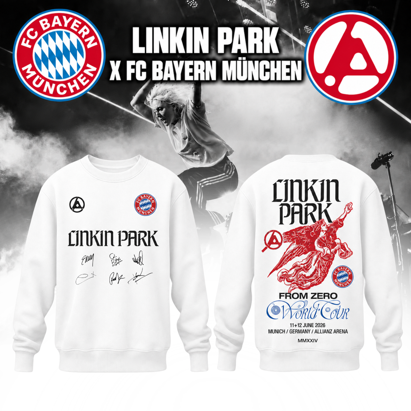 Personalized Linkin Park Bayern Munich Sweatshirt Premium Crewneck Pullover Concert Fan Gift