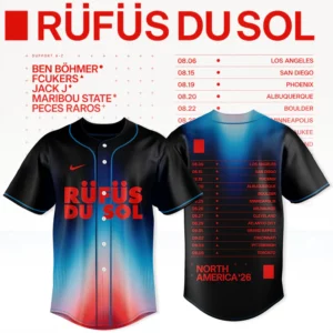 Rufus Du Sol 2026 Tour Merchandise Collector Baseball Jersey