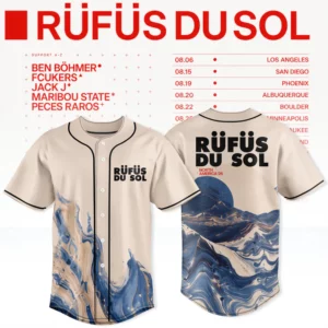 Rufus Du Sol 2026 Tour Merchandise Official Fan Baseball Jersey