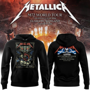 Metallica M72 World Tour Glasgow 2026 Premium Black Fan Hoodie