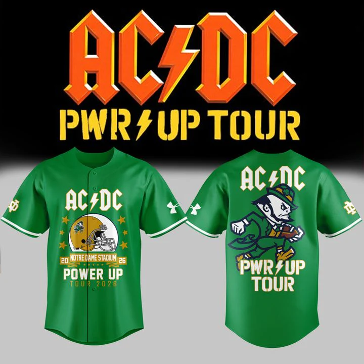 Special Power Up Tour 2026 Acdc X Notre Dame Football Jersey