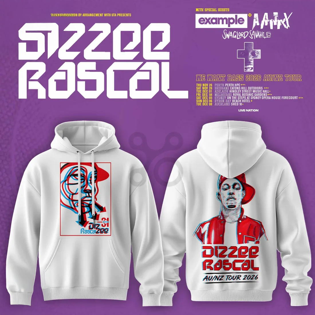 Dizzee Rascal We Want Bass 2026 Official Concert White Hoodie
