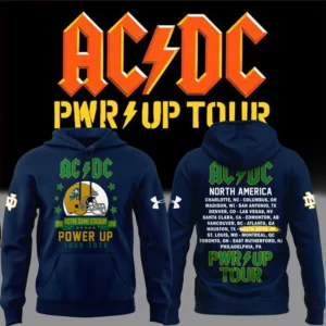 Special Hoodie Acdc X Notre Dame Football Power Up Tour 2026 Hoodie