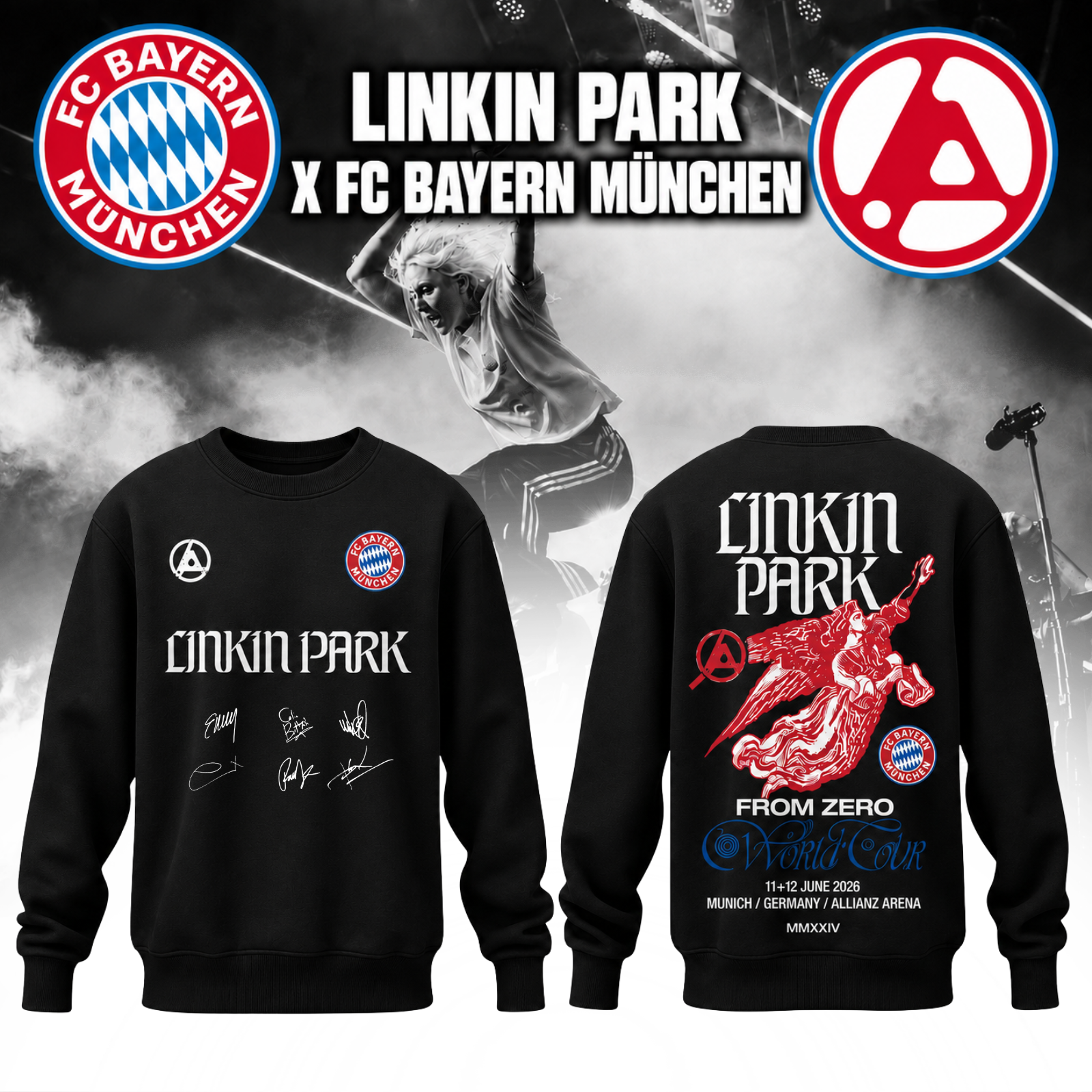 Custom Linkin Park Bayern Munich Sweatshirt Premium Crewneck Pullover Rock Music Fan Gift