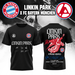 Custom Linkin Park Bayern Munich T-Shirt Premium Cotton Graphic Tee Rock Music Fan Gift