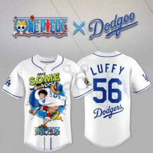 One Piece X Los Angeles Dodgers Luffy White Baseball Jersey Collection