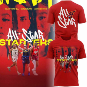 Indiana Fever Wnba All Star Starters Red Player Trio Graphic T-Shirt