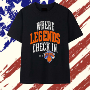 New York Knicks Where Legends Check In Basketball Graphic T-Shirt
