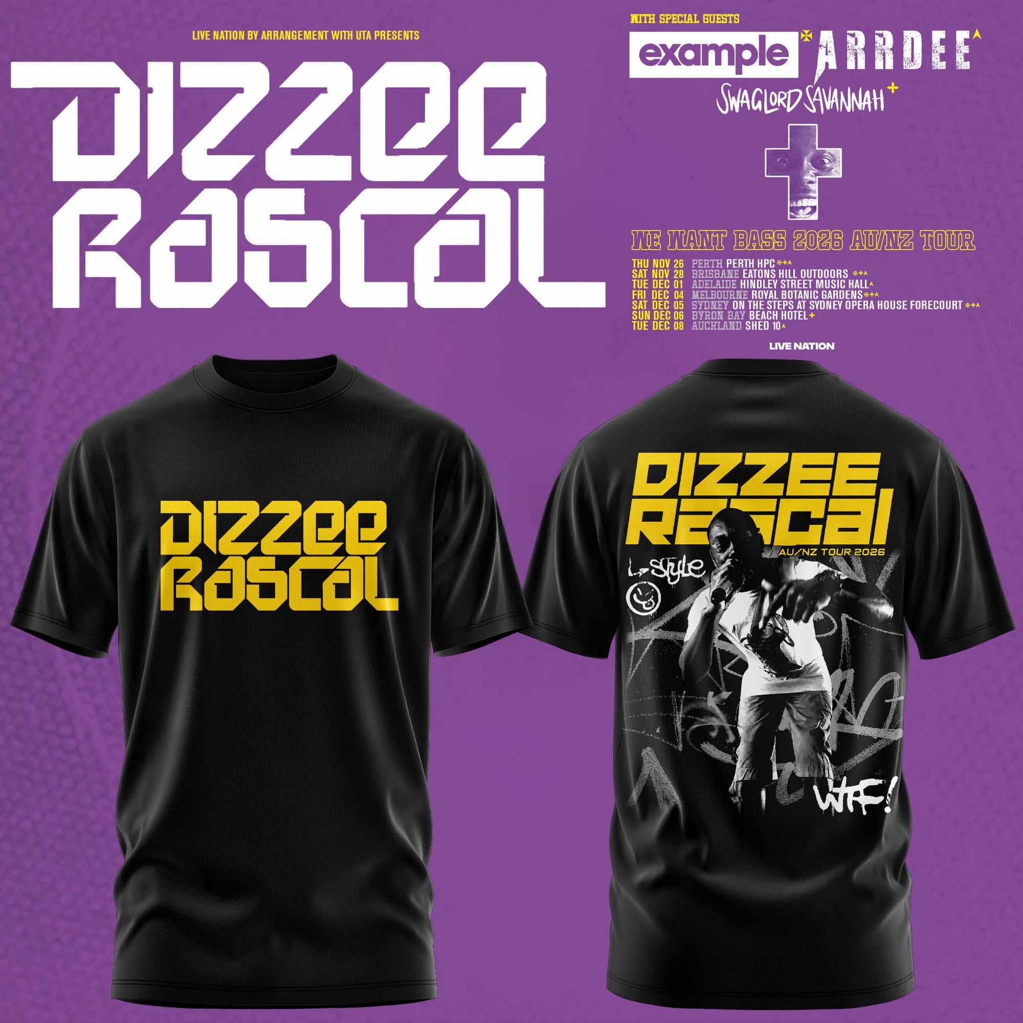 Dizzee Rascal We Want Bass Premium Concert Fan Graphic T-Shirt