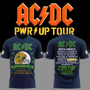 Ac Dc X Notre Dame Football Power Up Tour 2026 Collector Graphic T-Shirt1