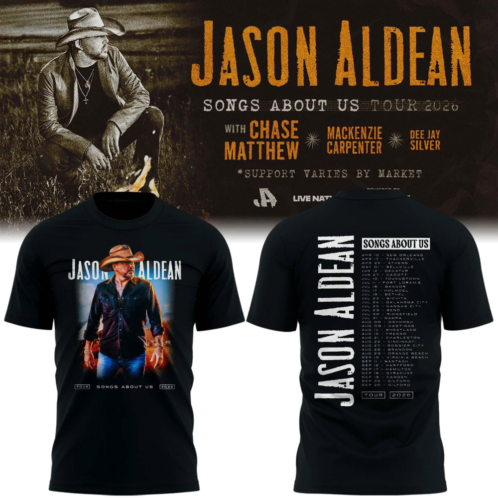 Jason Aldean Songs About Us Tour 2026 Official Concert Graphic T-Shirt