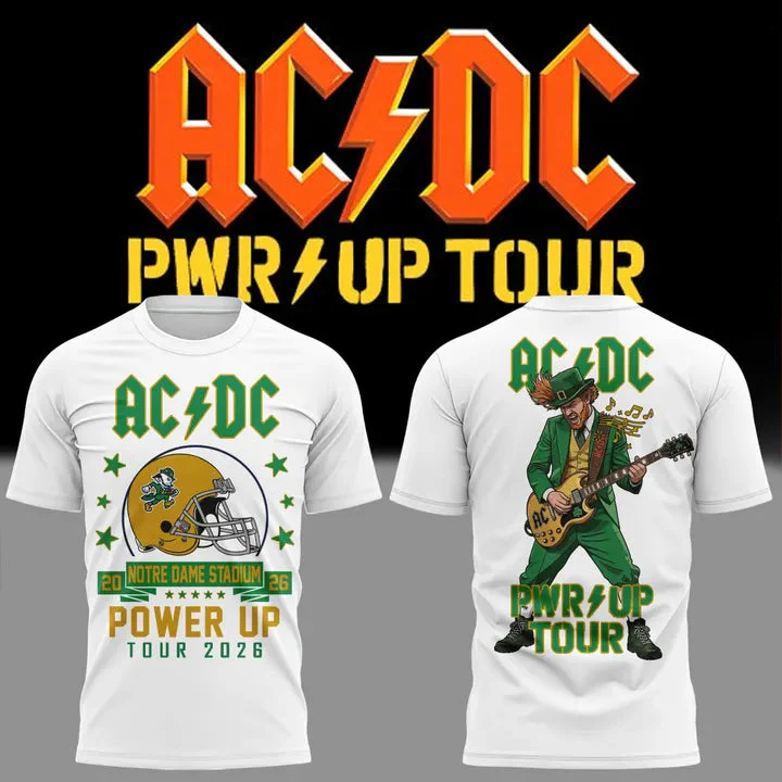 Ac Dc X Notre Dame Football Power Up Tour 2026 Official Graphic T-Shirt