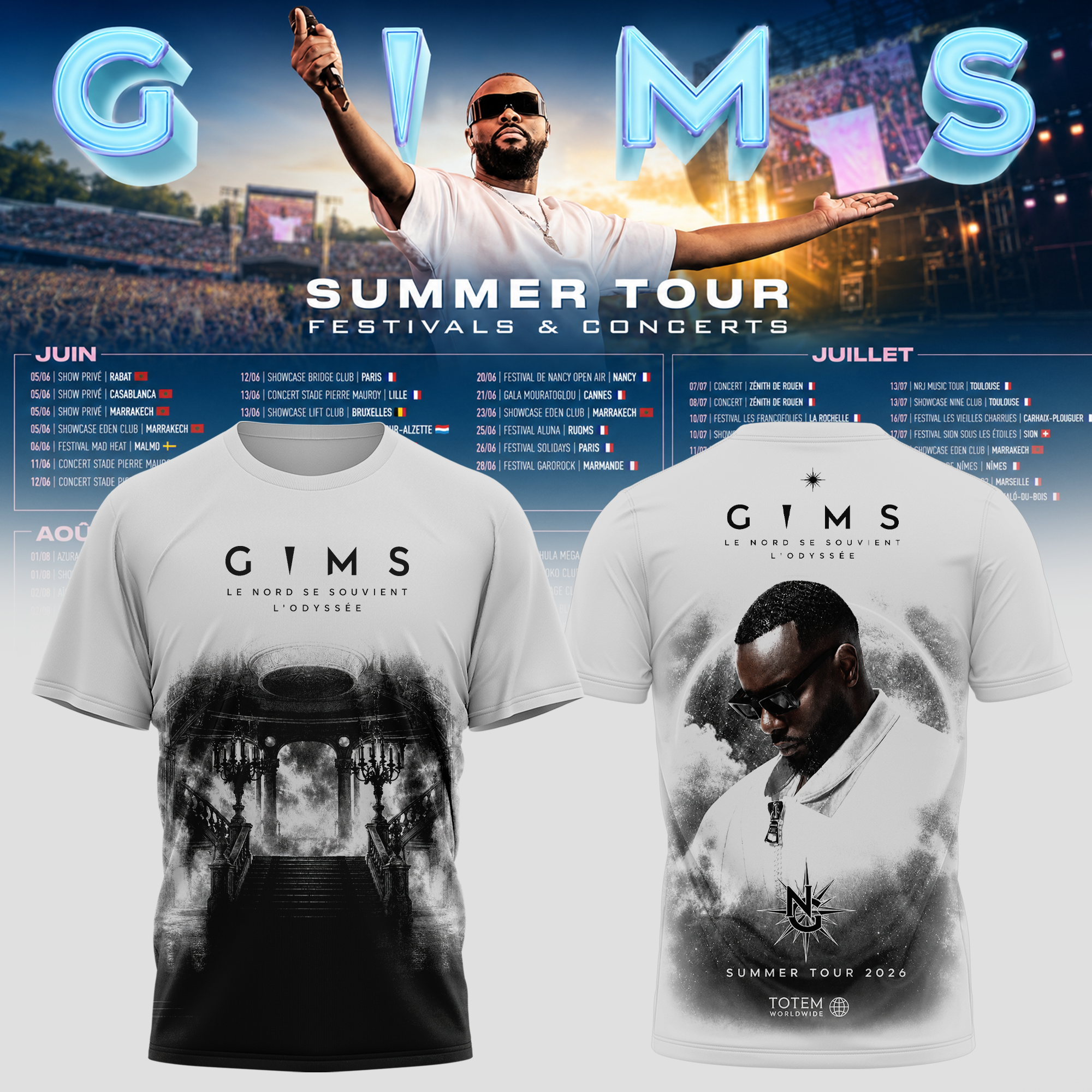 Gims Summer Tour 2026 Exclusive Concert Graphic T-Shirt