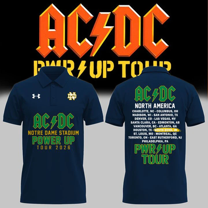 Special Acdc X Notre Dame Football Power Up Tour 2026 Polo Shirt