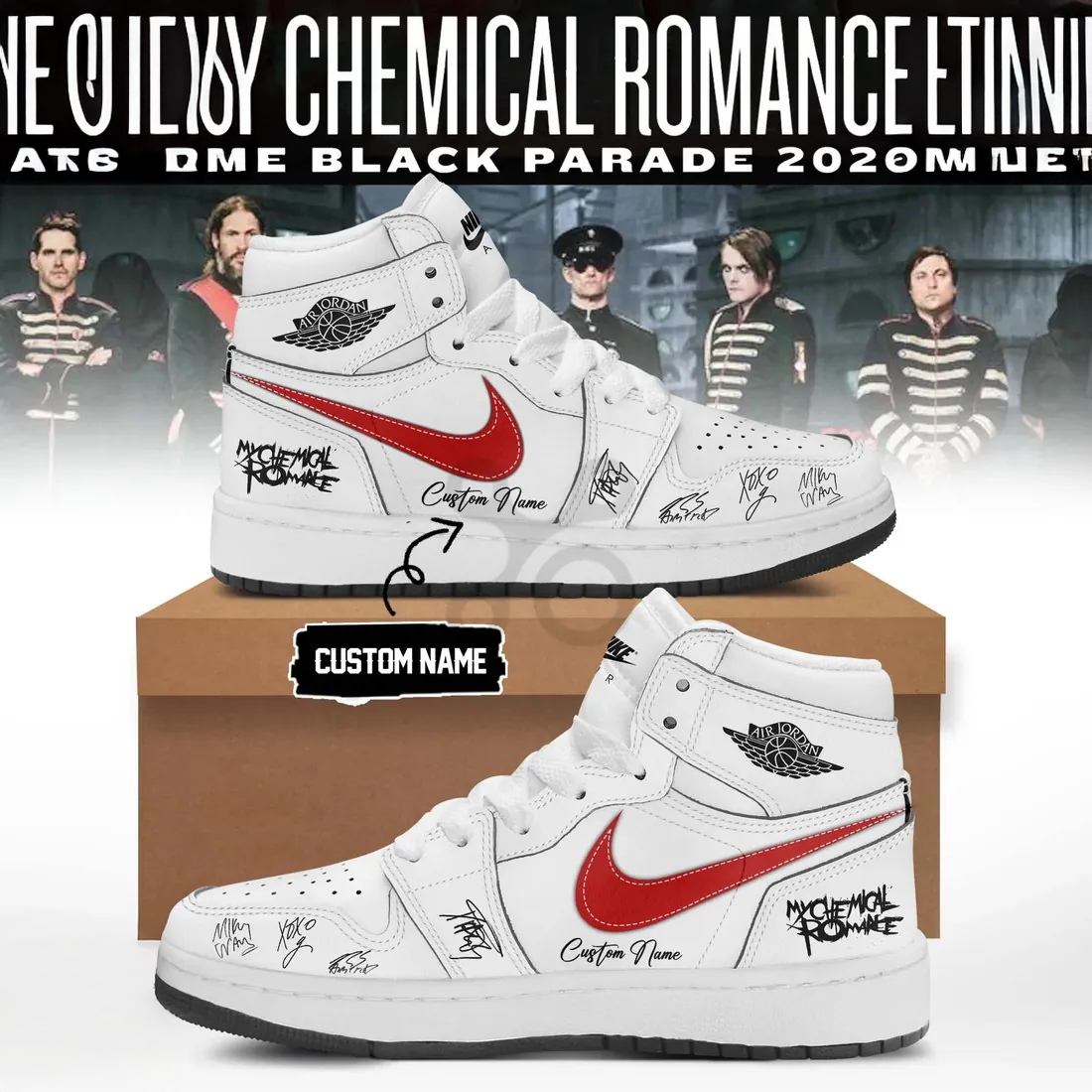 My Chemical Romance Black Parade 2026 Custom Air Jordan 1 Sneakers