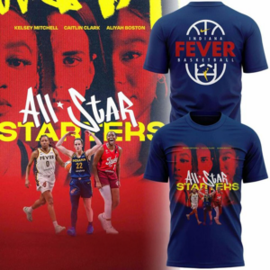 Indiana Fever Wnba All Star Starters Blue Player Trio Graphic T-Shirt