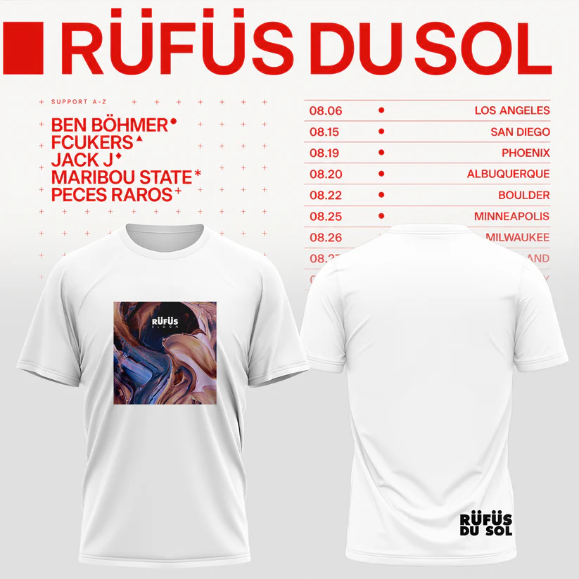 Rufus Du Sol 2026 Tour Merchandise Premium Concert Graphic T-Shirt