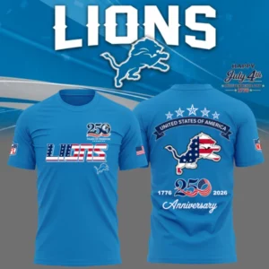 Detroit Lions Usa 250Th Anniversary Patriotic Limited Edition T-Shirt