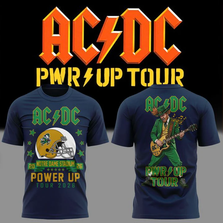 Ac Dc X Notre Dame Football Power Up Tour 2026 Limited Fan Apparel Shirt