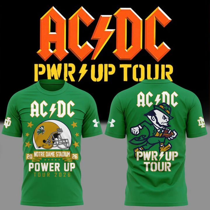 Ac Dc X Notre Dame Football Power Up Tour 2026 Limited Fan T-Shirt