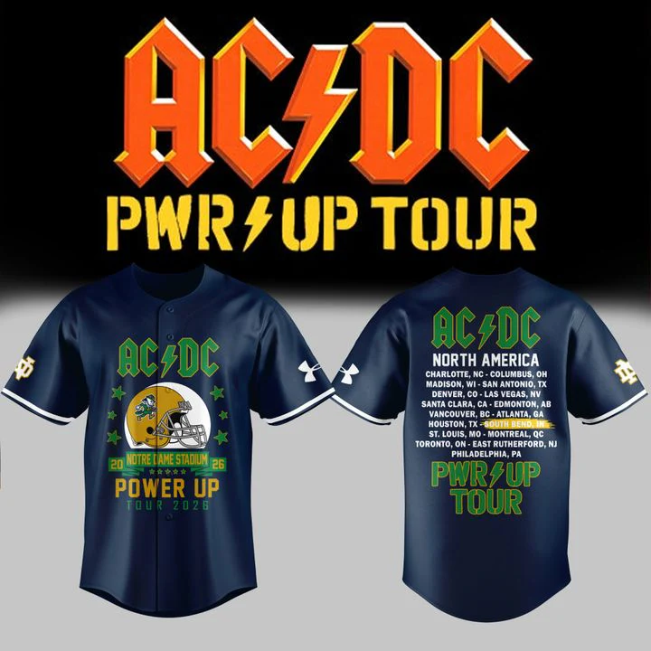 Ac Dc X Notre Dame Football Power Up Tour 2026 Limited Baseball Jersey