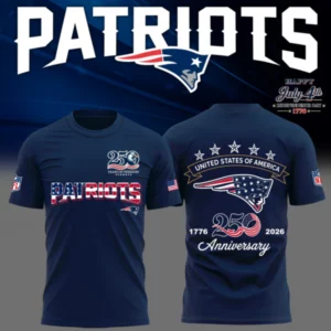 New England Patriots Usa 250Th Anniversary Patriotic Graphic T-Shirt