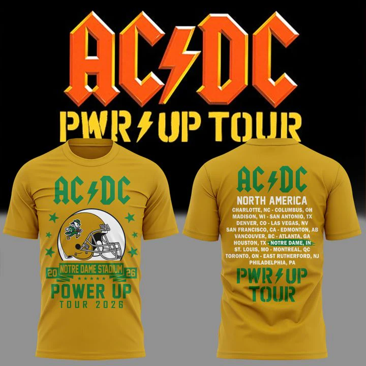 Ac Dc X Notre Dame Football Power Up Tour 2026 Collector Graphic T-Shirt