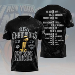 New York Knicks 2026 Nba Finals Champions Black Graphic T-Shirt