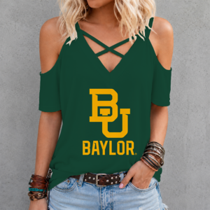 Limited Edition – Customized NCAA Baylor Bears Criss Cross V-Neck Top TTH210710