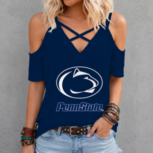 Limited Edition – Customized Ncaa Penn State Nittany Lions Criss Cross V-Neck Top TTH210714