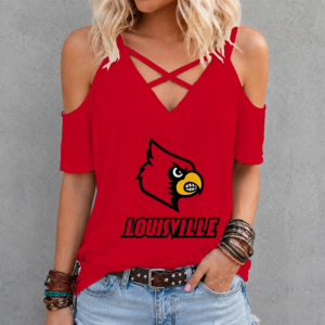 Limited Edition – Customized NCAA Louisville Cardinals Criss Cross V-Neck Top TTH210710