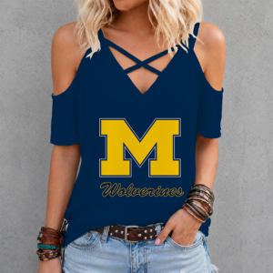 Limited Edition – Customized NCAA Michigan Wolverines Criss Cross V-Neck Top TTH210710