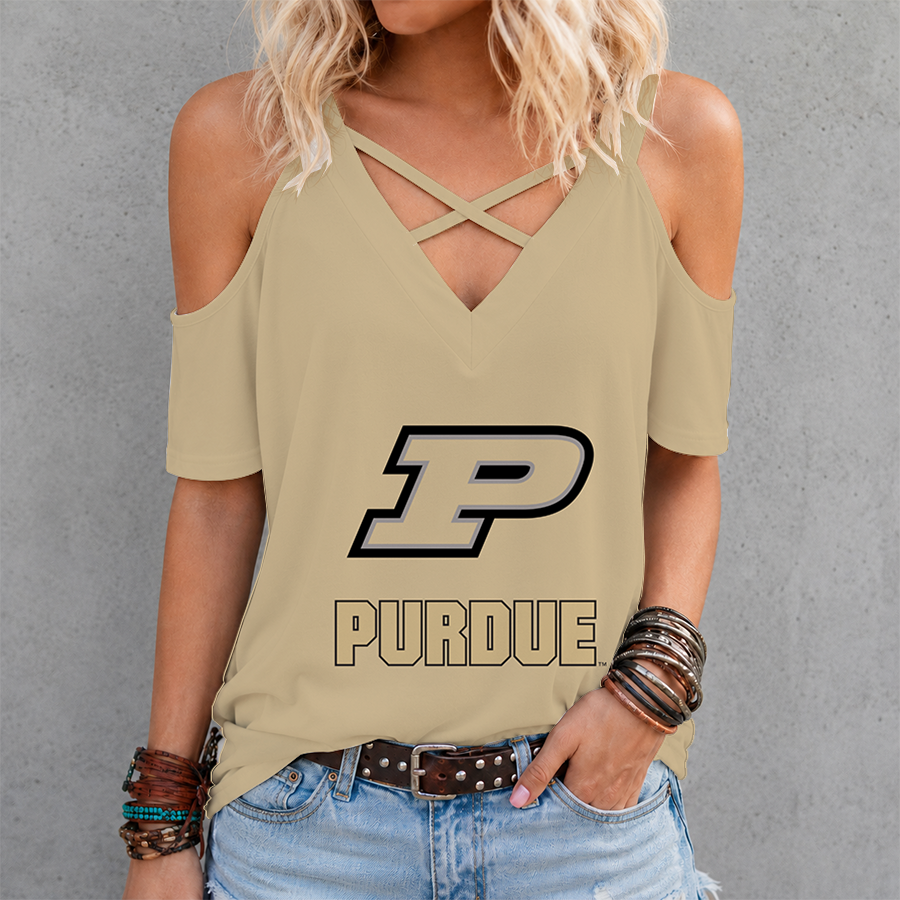 Limited Edition – Customized NCAA Purdue Boilermakers Criss Cross V-Neck Top TTH210710