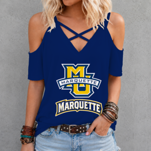 Limited Edition – Customized NCAA Marquette Golden Eagles Criss Cross V-Neck Top TTH210710