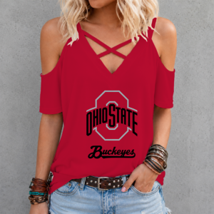 Limited Edition – Customized NCAA Ohio State Buckeyes Criss Cross V-Neck Top TTH210710