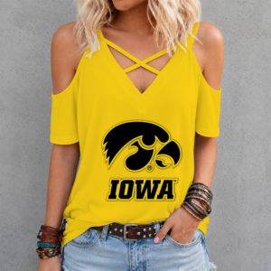 Limited Edition – Customized NCAA Iowa Hawkeyes Criss Cross V-Neck Top TTH210710