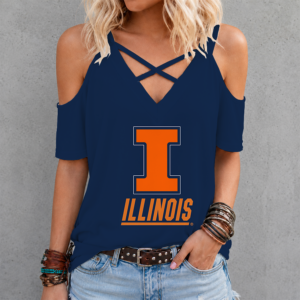 Limited Edition – Customized NCAA Illinois Fighting Illini Criss Cross V-Neck Top TTH210710