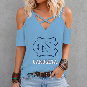 Limited Edition – Customized NCAA North Carolina Tar Heels Criss Cross V-Neck Top TTH210710