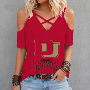 Limited Edition – Customized Ncaa Denver Pioneers Criss Cross V-Neck Top TTH210714