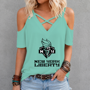 Limited Edition – Customized WNBA New York Liberty Criss Cross V-Neck Top TTH210713