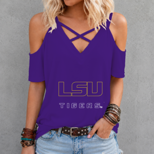 Limited Edition – Customized NCAA Lsu Tigers Criss Cross V-Neck Top TTH210710
