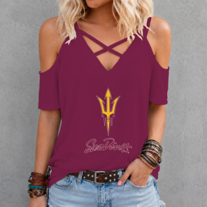 Limited Edition – Customized Ncaa Arizona State Sun Devils Criss Cross V-Neck Top TTH210714