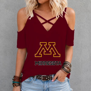 Limited Edition – Customized Ncaa Minnesota Golden Gophers Criss Cross V-Neck Top TTH210714
