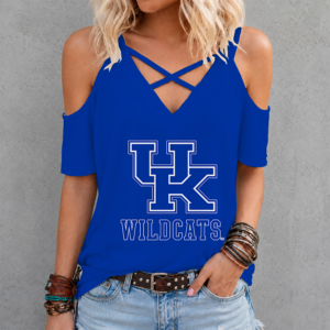 Limited Edition – Customized NCAA Kentucky Wildcats Criss Cross V-Neck Top TTH210710
