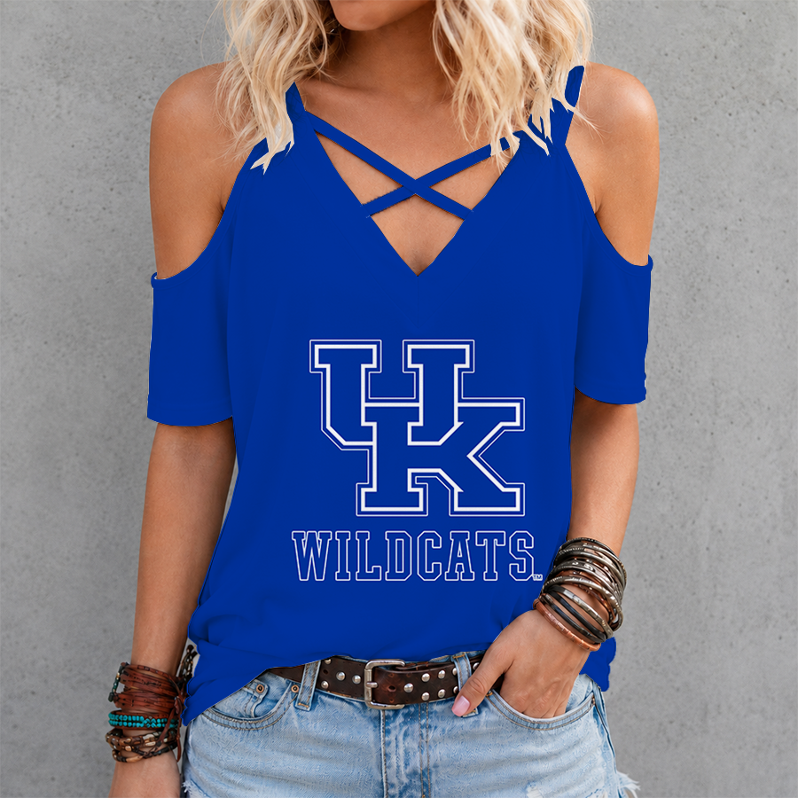 Limited Edition – Customized NCAA Kentucky Wildcats Criss Cross V-Neck Top TTH210710