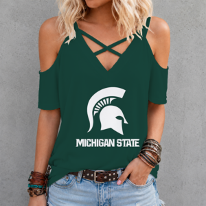 Limited Edition – Customized Ncaa Michigan State Spartans Criss Cross V-Neck Top TTH210714