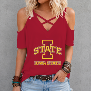 Limited Edition – Customized NCAA Iowa State Cyclones Criss Cross V-Neck Top TTH210710