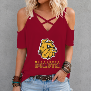 Limited Edition – Customized Ncaa Minnesota Duluth Bulldogs Criss Cross V-Neck Top TTH210714