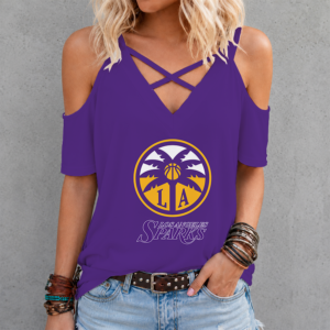 Limited Edition – Customized WNBA Los Angeles Sparks Criss Cross V-Neck Top TTH210713