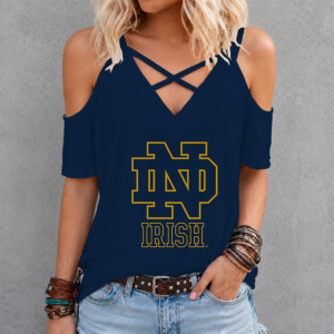 Limited Edition – Customized Ncaa Notre Dame Fighting Irish Criss Cross V-Neck Top TTH210714
